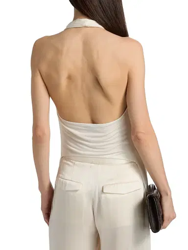 Lapointe Women's Draped Jersey Cowlneck Top - Cream - Size XL | Thumbnail 5