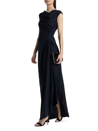 Amsale Women's Pinched Jersey A-Line Gown - Navy - Size 14 | Thumbnail 2