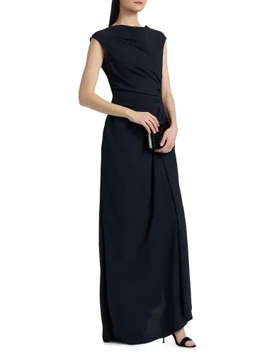 Amsale Women's Pinched Jersey A-Line Gown - Navy - Size 14 | Thumbnail 4