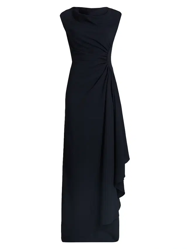 Amsale Women's Pinched Jersey A-Line Gown - Navy