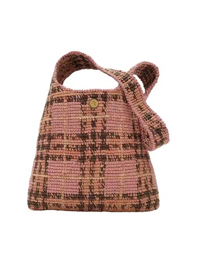 Burberry Women's Margate Small Check Raffia Hobo Bag - Pink | Thumbnail 3