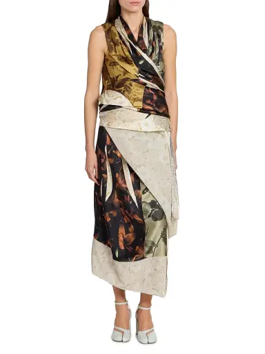 Maison Margiela Women's Floral Silk Wrap Midi-Skirt - Brown Variant - Size 6 | Thumbnail 2 Maison Margiela Women's Floral Silk Wrap Midi-Skirt - Brown Variant - Size 6 | Thumbnail 2