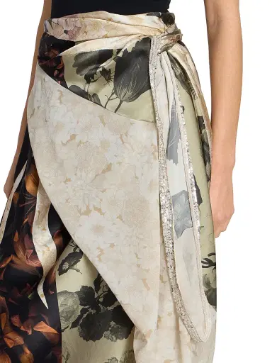 Maison Margiela Women's Floral Silk Wrap Midi-Skirt - Brown Variant - Size 6 | Thumbnail 6 Maison Margiela Women's Floral Silk Wrap Midi-Skirt - Brown Variant - Size 6 | Thumbnail 6