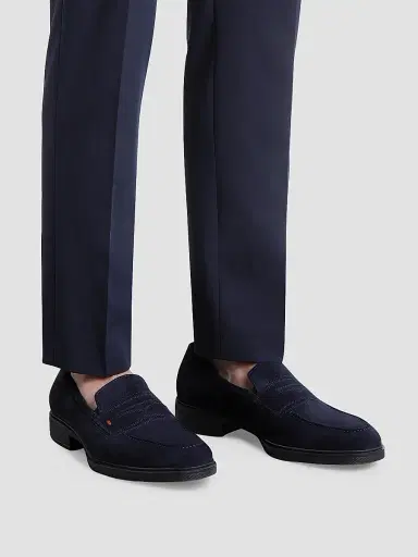 Santoni Men's Easy Suede Penny Loafers - Blue - Size 13 | Thumbnail 2 Santoni Men's Easy Suede Penny Loafers - Blue - Size 13 | Thumbnail 2