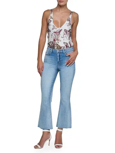 L'AGENCE Women's Kendra High-Rise Cropped Flare Jeans - Dry Ice | Thumbnail 2 L'AGENCE Women's Kendra High-Rise Cropped Flare Jeans - Dry Ice | Thumbnail 2