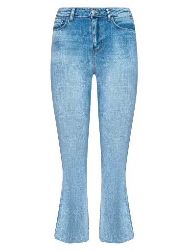 L'AGENCE Women's Kendra High-Rise Cropped Flare Jeans - Dry Ice | Thumbnail 1 L'AGENCE Women's Kendra High-Rise Cropped Flare Jeans - Dry Ice | Thumbnail 1