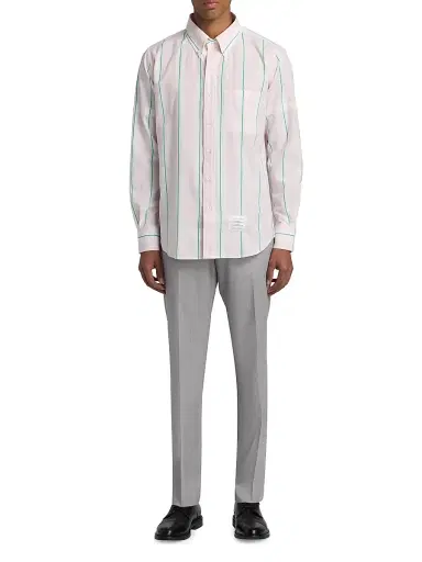 Thom Browne Men's Striped Cotton Button-Down Shirt | Thumbnail 2 Thom Browne Men's Striped Cotton Button-Down Shirt | Thumbnail 2