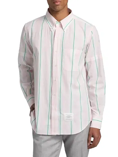 Thom Browne Men's Striped Cotton Button-Down Shirt | Thumbnail 3 Thom Browne Men's Striped Cotton Button-Down Shirt | Thumbnail 3