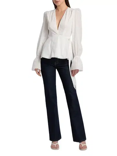 AZEEZA Women's Willow Cotton Voile Top - White - Size XS | Thumbnail 2