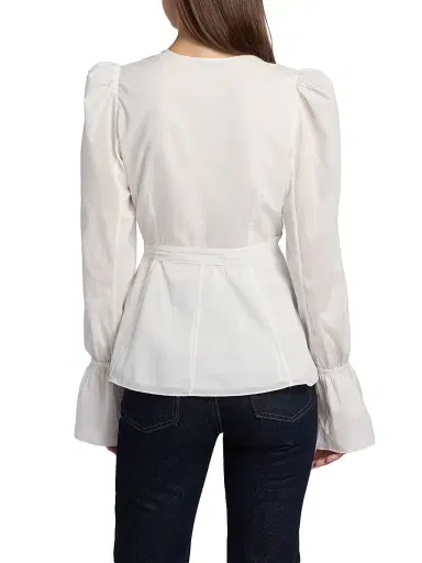 AZEEZA Women's Willow Cotton Voile Top - White - Size XS | Thumbnail 5