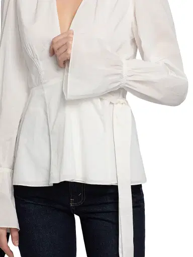 AZEEZA Women's Willow Cotton Voile Top - White - Size XS | Thumbnail 6
