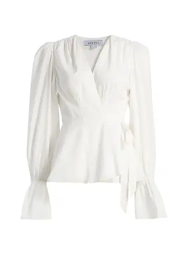 AZEEZA Women's Willow Cotton Voile Top - White - Size XS | Thumbnail 1