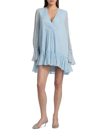 AZEEZA Women's Thistle Silk Chiffon Minidress - Powder Blue - Size Medium | Thumbnail 2 AZEEZA Women's Thistle Silk Chiffon Minidress - Powder Blue - Size Medium | Thumbnail 2