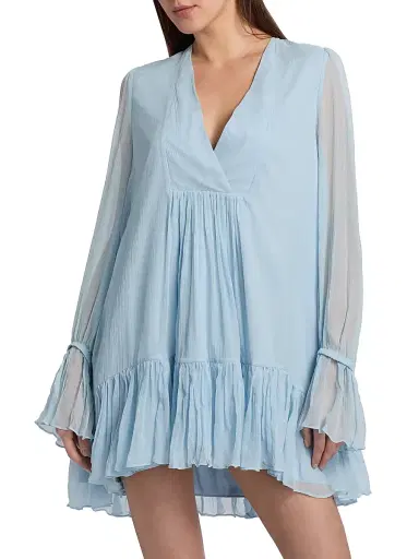 AZEEZA Women's Thistle Silk Chiffon Minidress - Powder Blue - Size Medium | Thumbnail 3 AZEEZA Women's Thistle Silk Chiffon Minidress - Powder Blue - Size Medium | Thumbnail 3