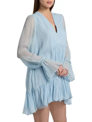 AZEEZA Women's Thistle Silk Chiffon Minidress - Powder Blue - Size Medium | Thumbnail 4 AZEEZA Women's Thistle Silk Chiffon Minidress - Powder Blue - Size Medium | Thumbnail 4