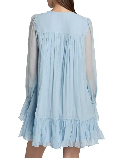 AZEEZA Women's Thistle Silk Chiffon Minidress - Powder Blue - Size Medium | Thumbnail 5 AZEEZA Women's Thistle Silk Chiffon Minidress - Powder Blue - Size Medium | Thumbnail 5