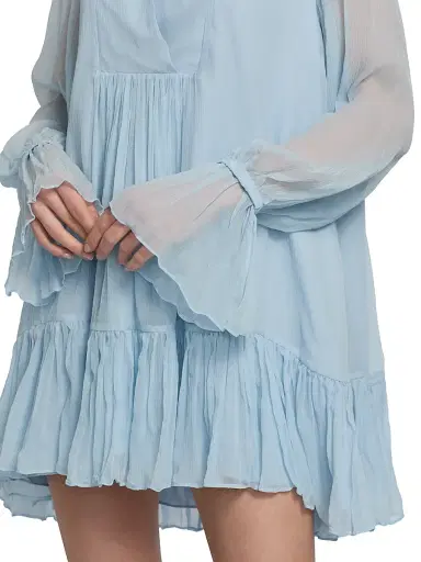 AZEEZA Women's Thistle Silk Chiffon Minidress - Powder Blue - Size Medium | Thumbnail 6 AZEEZA Women's Thistle Silk Chiffon Minidress - Powder Blue - Size Medium | Thumbnail 6