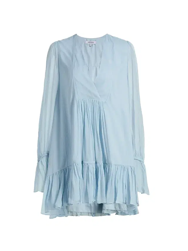 Azeeza Women's Thistle Silk Chiffon Minidress - Powder Blue