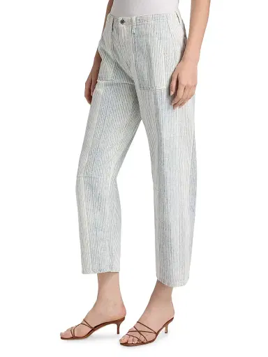 Le Jean Women's Stripe Utility Mid-Rise Soft Barrel Crop Jeans - Summer Stripe - Size 30 | Thumbnail 4 Le Jean Women's Stripe Utility Mid-Rise Soft Barrel Crop Jeans - Summer Stripe - Size 30 | Thumbnail 4