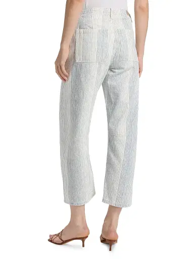Le Jean Women's Stripe Utility Mid-Rise Soft Barrel Crop Jeans - Summer Stripe - Size 30 | Thumbnail 5 Le Jean Women's Stripe Utility Mid-Rise Soft Barrel Crop Jeans - Summer Stripe - Size 30 | Thumbnail 5