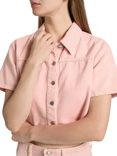 Le Jean Women's Swing Cotton Short-Sleeve Shirt | Thumbnail 6