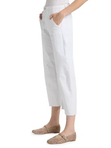 Le Jean Women's Utility Soft Barrel Crop Jeans - White | Thumbnail 4 Le Jean Women's Utility Soft Barrel Crop Jeans - White | Thumbnail 4