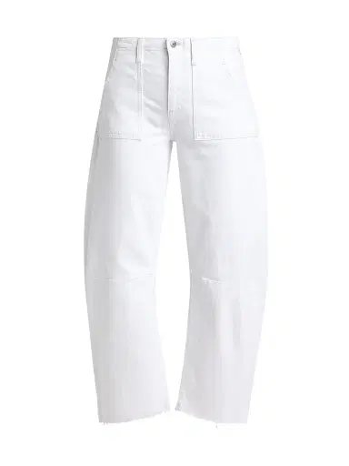 Le Jean Women's Utility Soft Barrel Crop Jeans - White | Thumbnail 1 Le Jean Women's Utility Soft Barrel Crop Jeans - White | Thumbnail 1