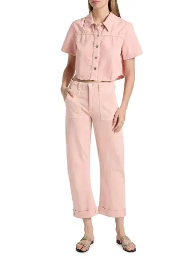 Le Jean Women's Utility Soft Barrel Crop Jeans - Peachy | Thumbnail 2 Le Jean Women's Utility Soft Barrel Crop Jeans - Peachy | Thumbnail 2