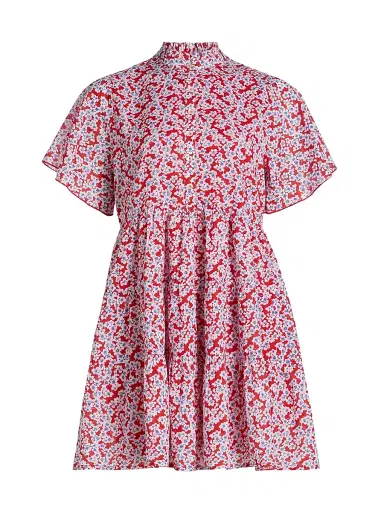 Ro's Garden Women's Vibeka Floral Cotton Minidress - Red - Size XL | Thumbnail 1 Ro's Garden Women's Vibeka Floral Cotton Minidress - Red - Size XL | Thumbnail 1