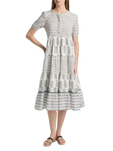 Ro's Garden Women's Daphne Printed Cotton Midi-Dress | Thumbnail 2 Ro's Garden Women's Daphne Printed Cotton Midi-Dress | Thumbnail 2