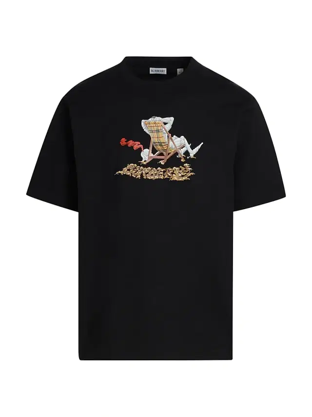 Burberry Men's Beach Knight Cotton T-Shirt - Black