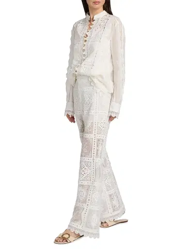 Zimmermann Women's Aster Embroidered Lace Pants - Ivory - Size 10 | Thumbnail 2