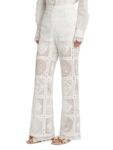 Zimmermann Women's Aster Embroidered Lace Pants - Ivory - Size 10 | Thumbnail 4
