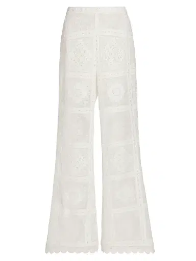 Zimmermann Women's Aster Embroidered Lace Pants - Ivory - Size 10 | Thumbnail 1