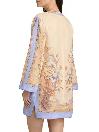 Zimmermann Women's Indra Floral Linen Tunic Mini Dress - Biscuit Scarf Floral | Thumbnail 5