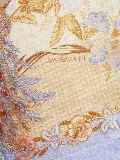 Zimmermann Women's Indra Floral Linen Tunic Mini Dress - Biscuit Scarf Floral | Thumbnail 7