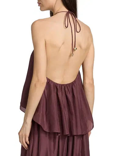 Zimmermann Women's Aster Bead-Detail Gathered Silk Halter Top - Musk | Thumbnail 5 Zimmermann Women's Aster Bead-Detail Gathered Silk Halter Top - Musk | Thumbnail 5