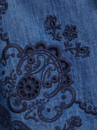 Zimmermann Women's Aster Embroidered Denim Shorts - Railway Blue - Size 8 | Thumbnail 7