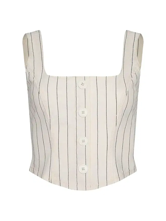 L'AGENCE Women's Saga Pinstriped Cotton Tank - Ecru Navy Stripe
