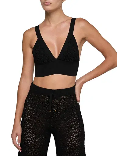 L'AGENCE Women's Reverie Pointelle Knit Bra Top - Black | Thumbnail 3 L'AGENCE Women's Reverie Pointelle Knit Bra Top - Black | Thumbnail 3