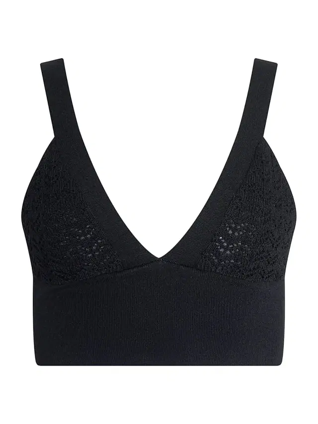 L'AGENCE Women's Reverie Pointelle Knit Bra Top - Black