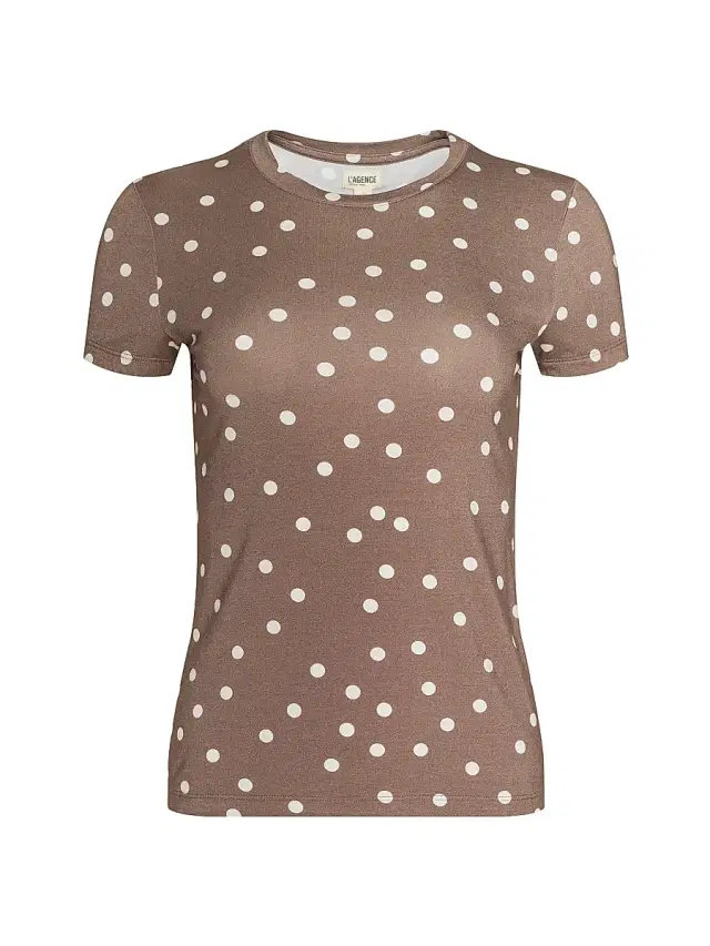 L'AGENCE Women's Ressi Polka Dot T-Shirt - Cardamom Polka Dot