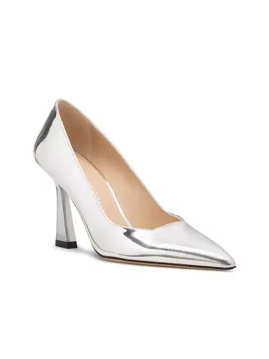 Stuart Weitzman Women's Vinnie 85MM Leather Pumps - Silver - Size 7.5 | Thumbnail 2 Stuart Weitzman Women's Vinnie 85MM Leather Pumps - Silver - Size 7.5 | Thumbnail 2