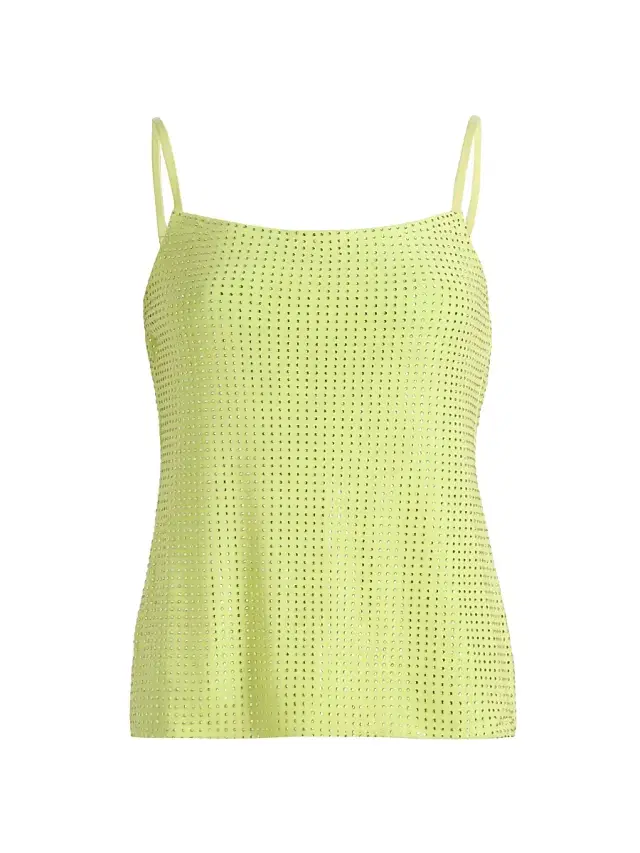 AREA Women's Embellished Mesh Scoopneck Cami Top - Limoncello