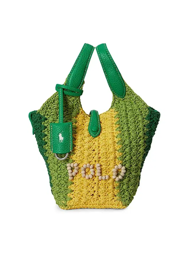 Polo Ralph Lauren Women's Crocheted Logo Mini Tote Bag - Green Multi Polo