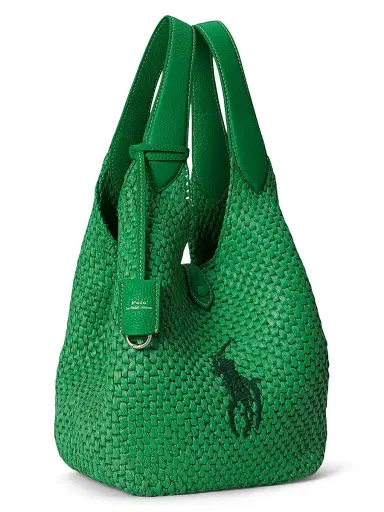 Polo Ralph Lauren Women's Logo-Embroidered Raffia Tote Bag - Parrot | Thumbnail 4