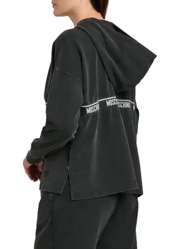 MOSCHINO Women's Logo Stretch-Cotton Hoodie - Black - Size XL | Thumbnail 5