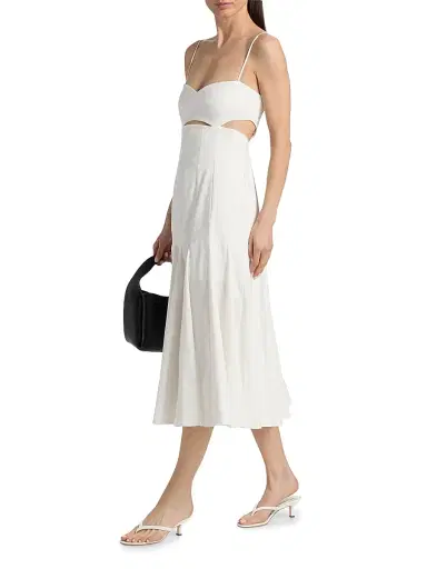 BLACK HALO Women's Erica Stretch-Cotton Midi-Dress - White | Thumbnail 2