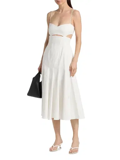 BLACK HALO Women's Erica Stretch-Cotton Midi-Dress - White | Thumbnail 3
