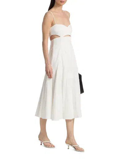 BLACK HALO Women's Erica Stretch-Cotton Midi-Dress - White | Thumbnail 4